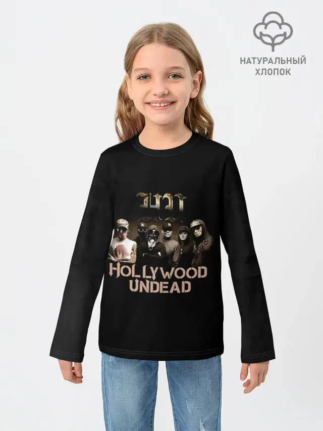 Детский лонгслив с принтом «Голливудская нежить - Hollywood Undead»