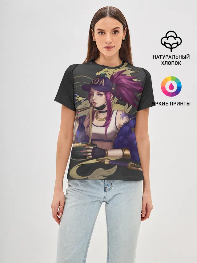 Женская базовая футболка с принтом «League of legends KDA»