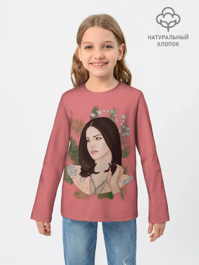 Детский лонгслив с принтом «Lana Del Rey — Нарисованная Лана»