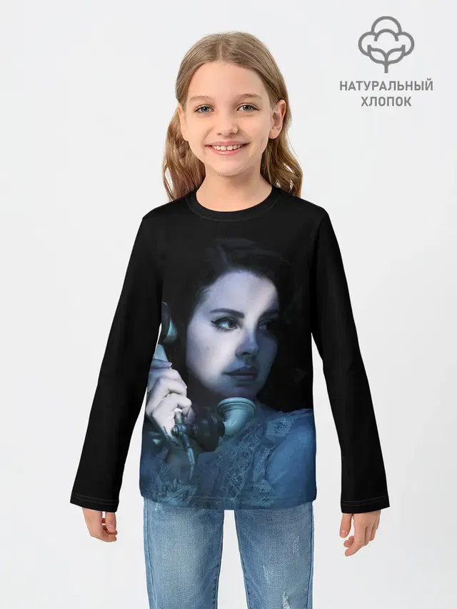 Детский лонгслив с принтом «Lana Del Rey — Лана с телефоном»
