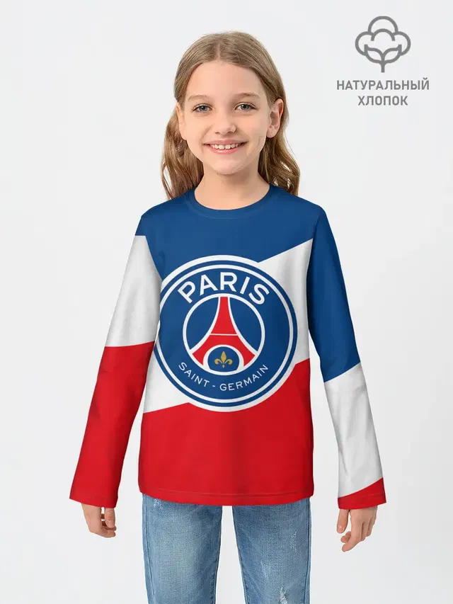 Детский лонгслив с принтом «ПСЖ — Paris Saint-Germain FC»