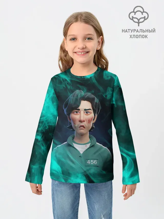 Детский лонгслив с принтом «Игра в кальмара — Seong Gi-hun»