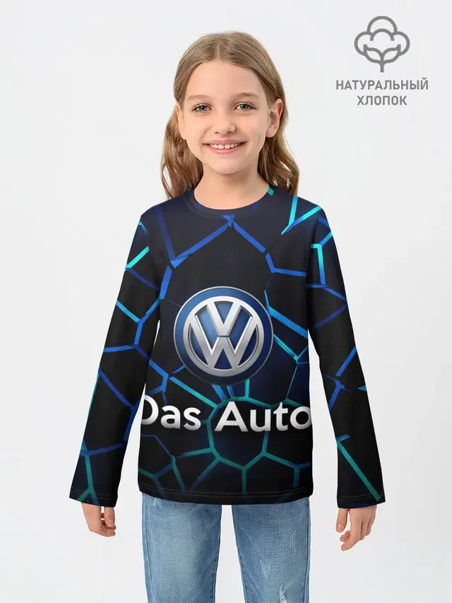 Детский лонгслив с принтом «Volkswagen — Volkswagen слоган Das Auto»