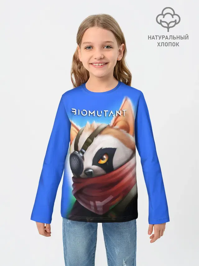 Детский лонгслив с принтом «Biomutant Биомутант рисунок»