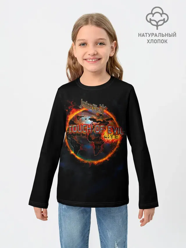 Детский лонгслив с принтом «Earth — A Touch of Evil: Live - Judas Priest»