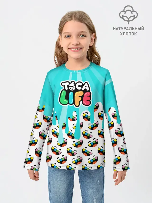 Детский лонгслив с принтом «Toca Boca — TOGA LIFE»