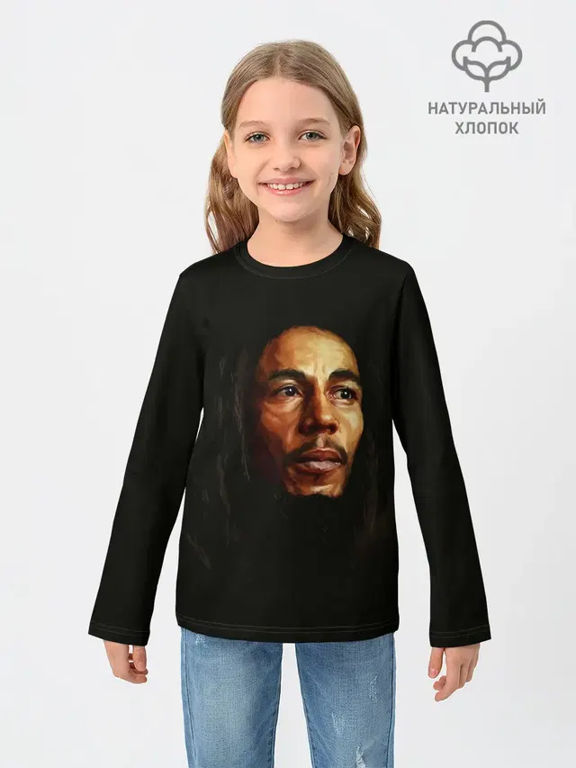 Детский лонгслив с принтом «Боб Марли — Bob Marley Art»