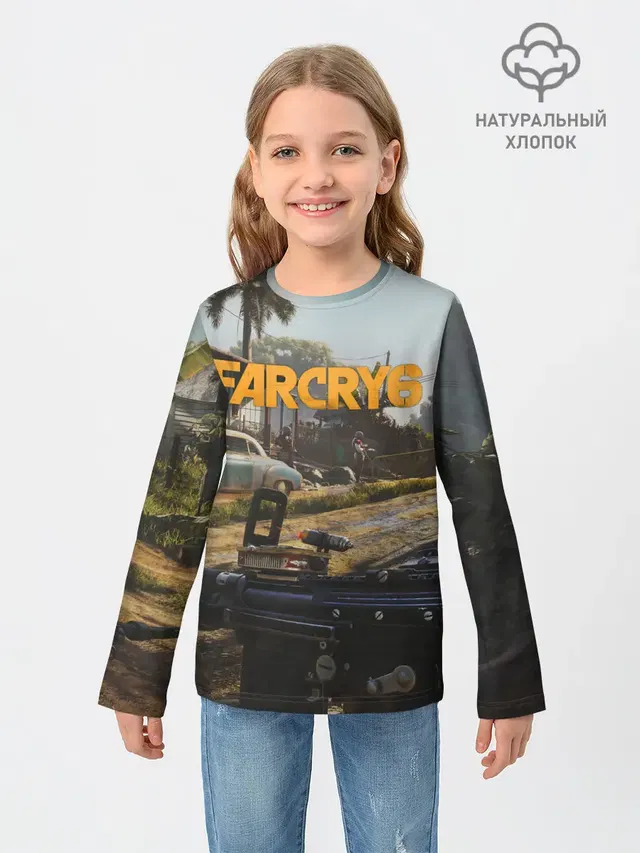 Детский лонгслив с принтом «First-person shooter — Far Cry 6 game art»