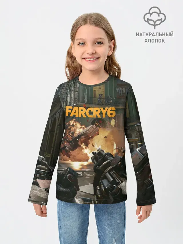 Детский лонгслив с принтом «Explosion — Far Cry 6 gameplay art»