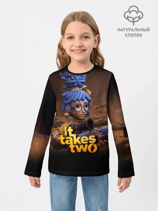 Детский лонгслив с принтом «It takes two — Мэй»