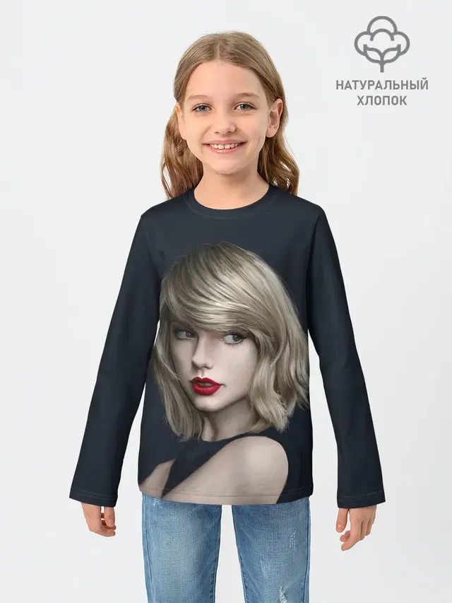 Детский лонгслив с принтом «Taylor Swift — Горячая Тейлор»