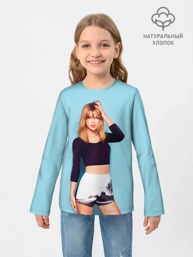 Детский лонгслив с принтом «Taylor Swift — Взгляд Тейлор»