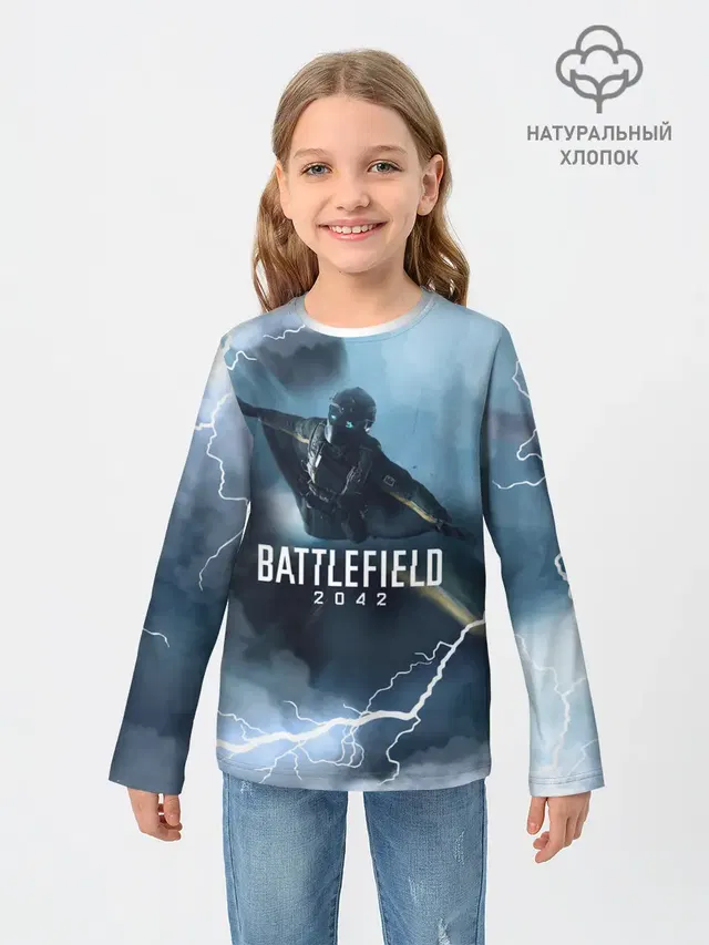 Детский лонгслив с принтом «Wingsuit Battlefield 2042»