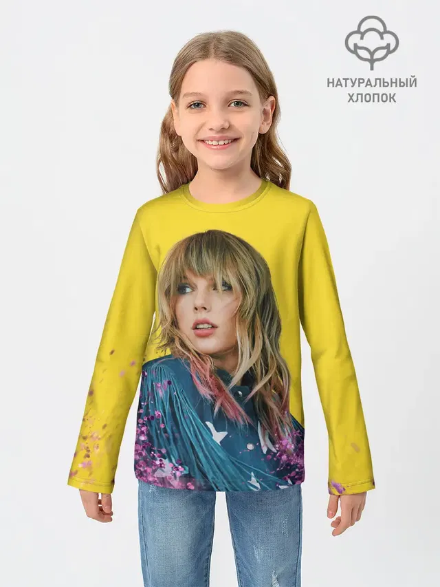 Детский лонгслив с принтом «Taylor Swift — Красотка Тейлор»