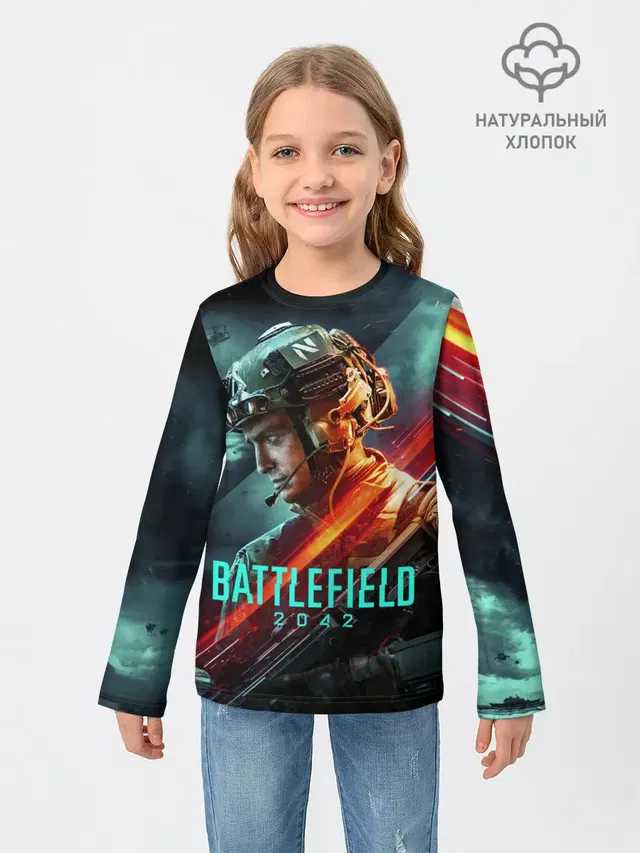 Детский лонгслив с принтом «Battlefield 2042 game art»