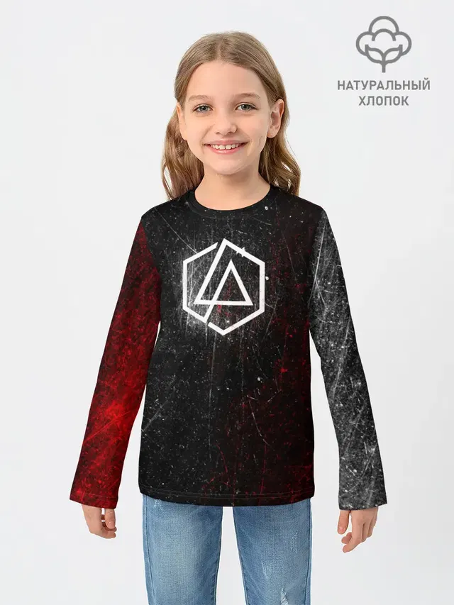 Детский лонгслив с принтом «Hexagon — Linkin Park Logo»