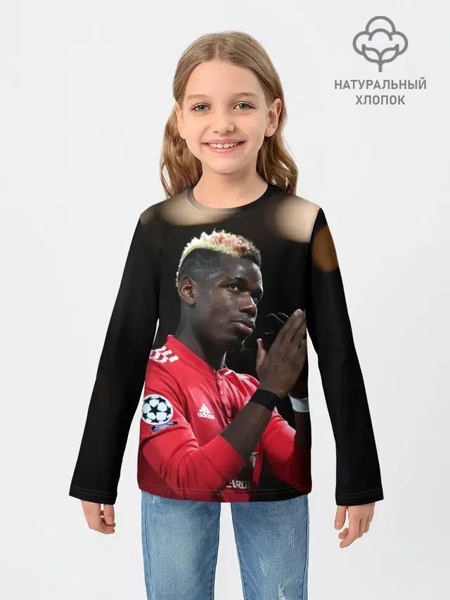 Детский лонгслив с принтом «Манчестер Юнайтед — Поль Погба, Pogba»