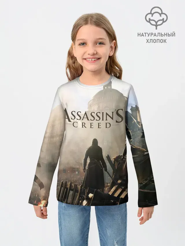 Детский лонгслив с принтом «ASSASSINS CREED, игра»