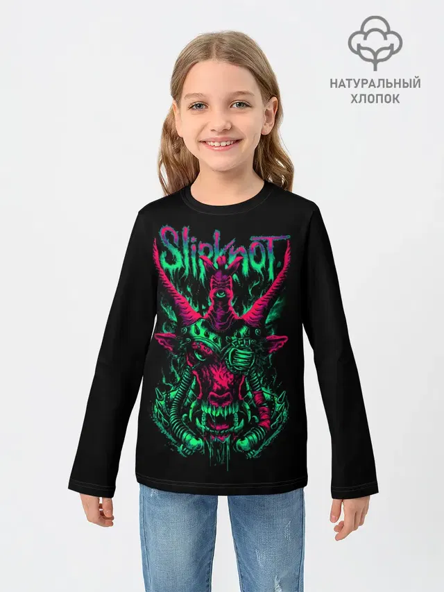 Детский лонгслив с принтом «Slipknot криповый козел»
