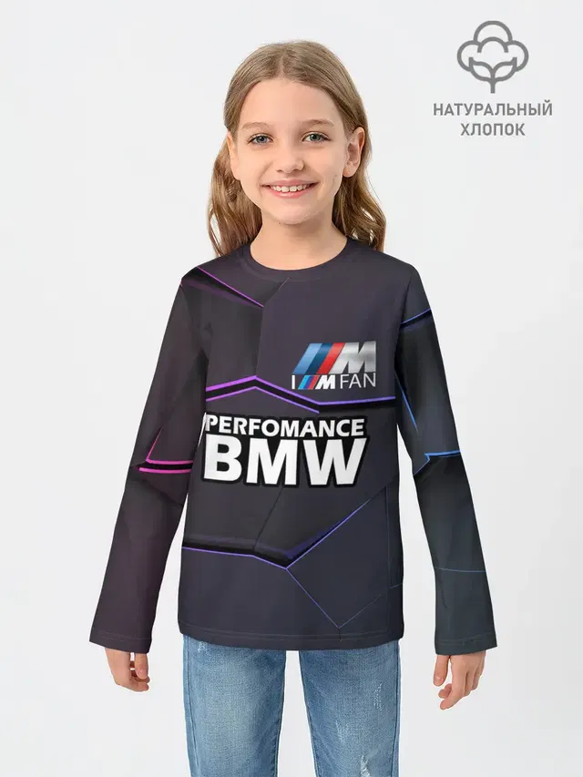 Детский лонгслив с принтом «BMW — BMW Perfomance»