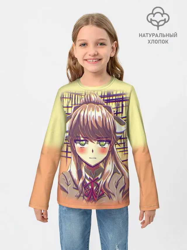 Детский лонгслив с принтом «Doki Doki Literature Club — Game Doki Doki Literature Club»