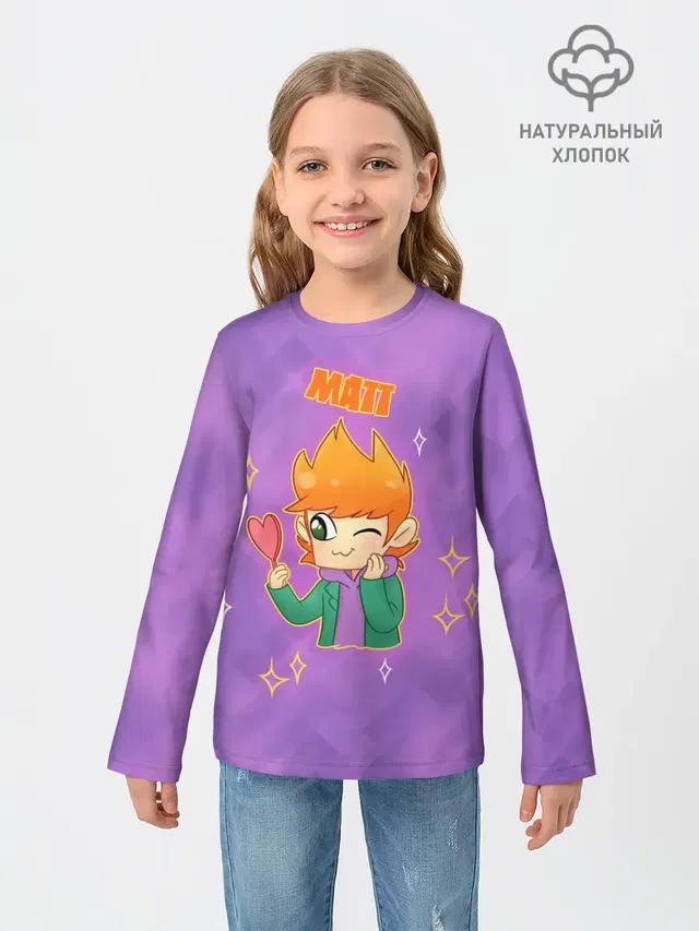Детский лонгслив с принтом «Eddsworld — Matt»