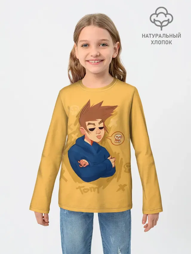 Детский лонгслив с принтом «Eddsworld — Tom EDDSWORLD»