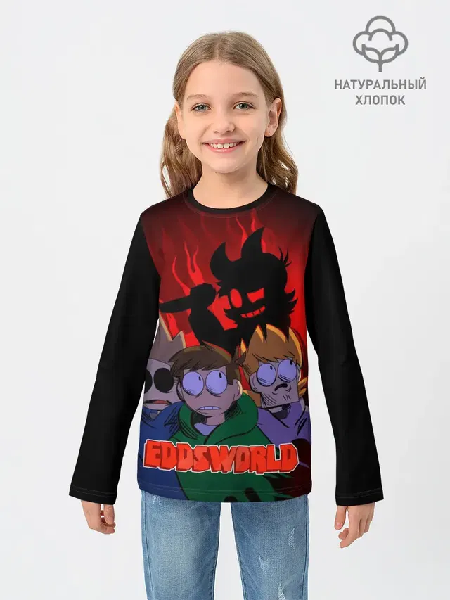 Детский лонгслив с принтом «Eddsworld — Tord devil»
