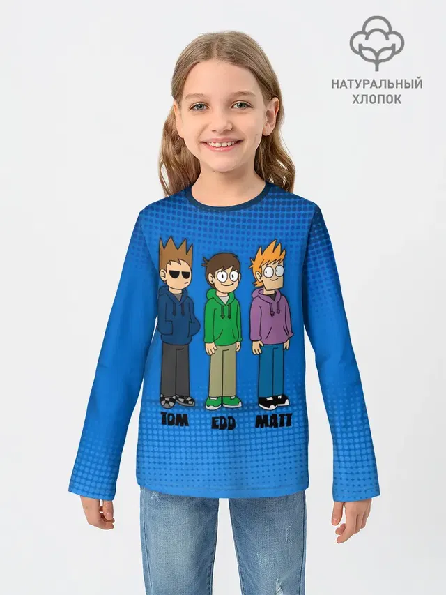 Детский лонгслив с принтом «Eddsworld — Tom Edd Matt»
