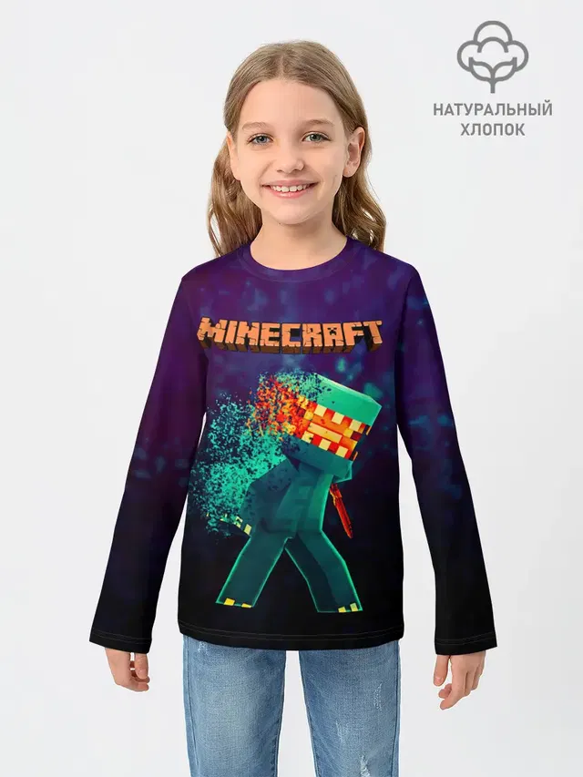 Детский лонгслив с принтом «Майнкрафт — Minecraft АНАРХИЯ»