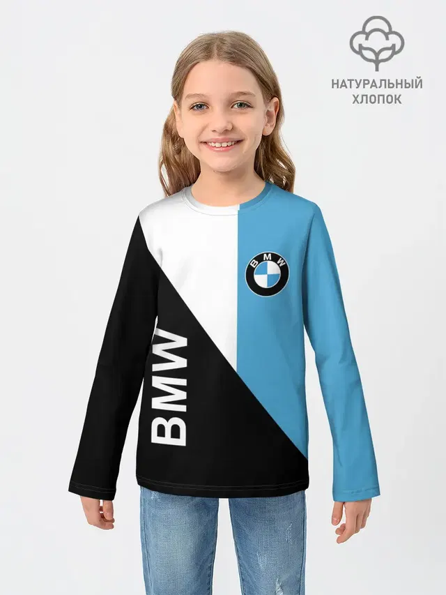 Детский лонгслив с принтом «BMW — BMW, спорт»