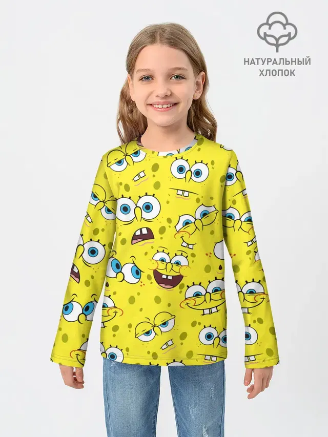 Детский лонгслив с принтом «Губка Боб — SpongeBob pattern»