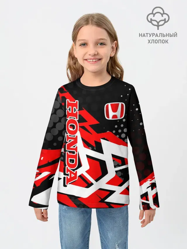 Детский лонгслив с принтом «Honda»
