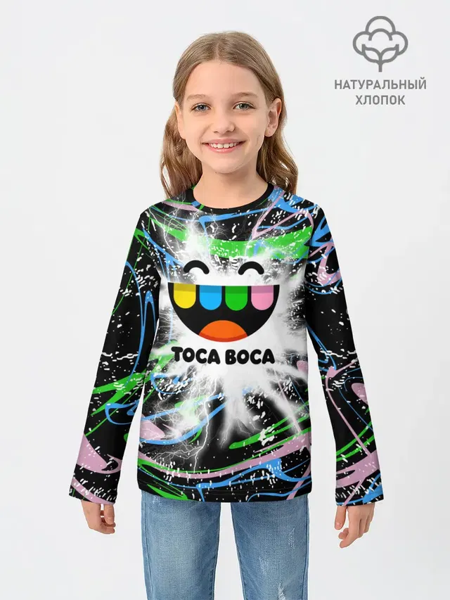 Детский лонгслив с принтом «Toca Boca — Toca Boca: Весельчак.»