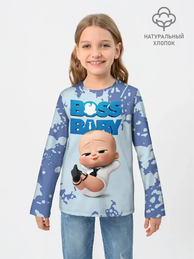 Детский лонгслив с принтом «Босс-молокосос — Boss Baby»