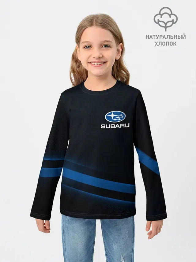 Детский лонгслив с принтом «Subaru, sport style»