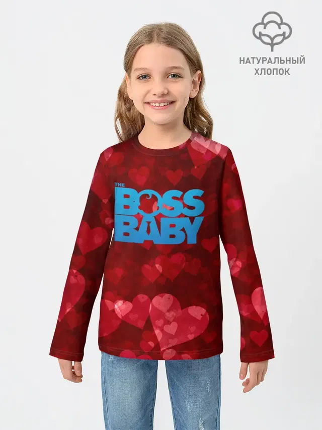 Детский лонгслив с принтом «Босс-молокосос — The Boss Baby Love»