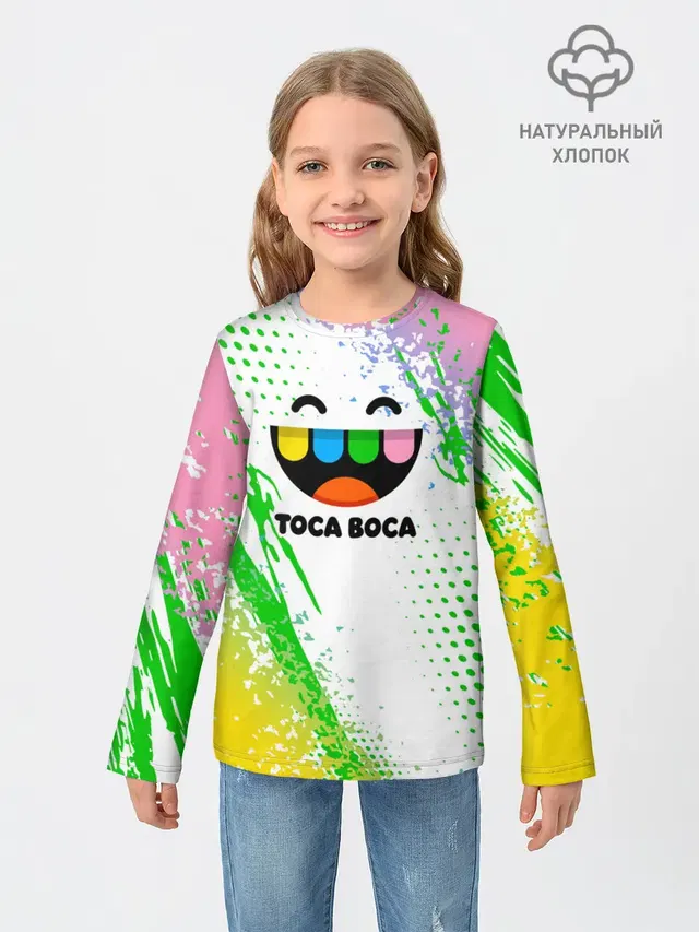 Детский лонгслив с принтом «Toca Boca — Toca Boca: Улыбашка.»