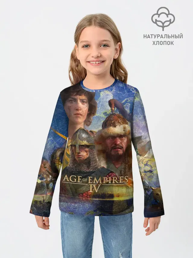 Детский лонгслив с принтом «Knight — Age of Empires 4 Обложка»