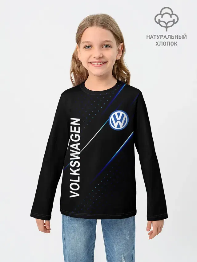 Детский лонгслив с принтом «Volkswagen — Volkswagen, sport style»