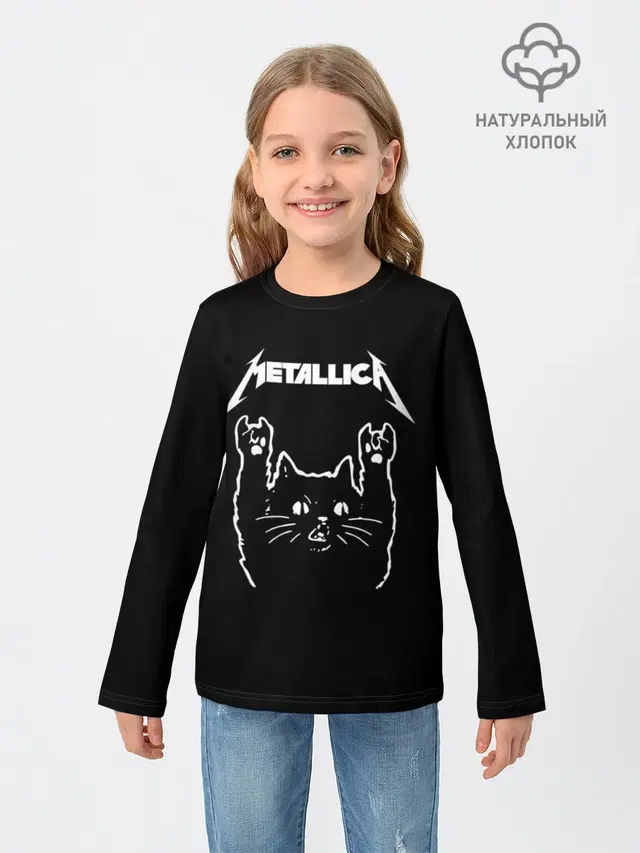 Детский лонгслив с принтом «Metallica — Meowtallica.»