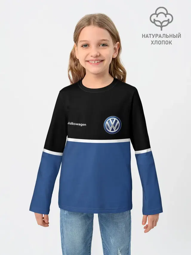 Детский лонгслив с принтом «Volkswagen — VW — Два цвета»