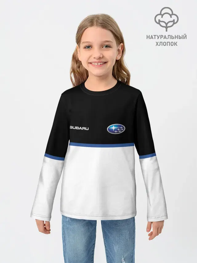 Детский лонгслив с принтом «Subaru — Два цвета»