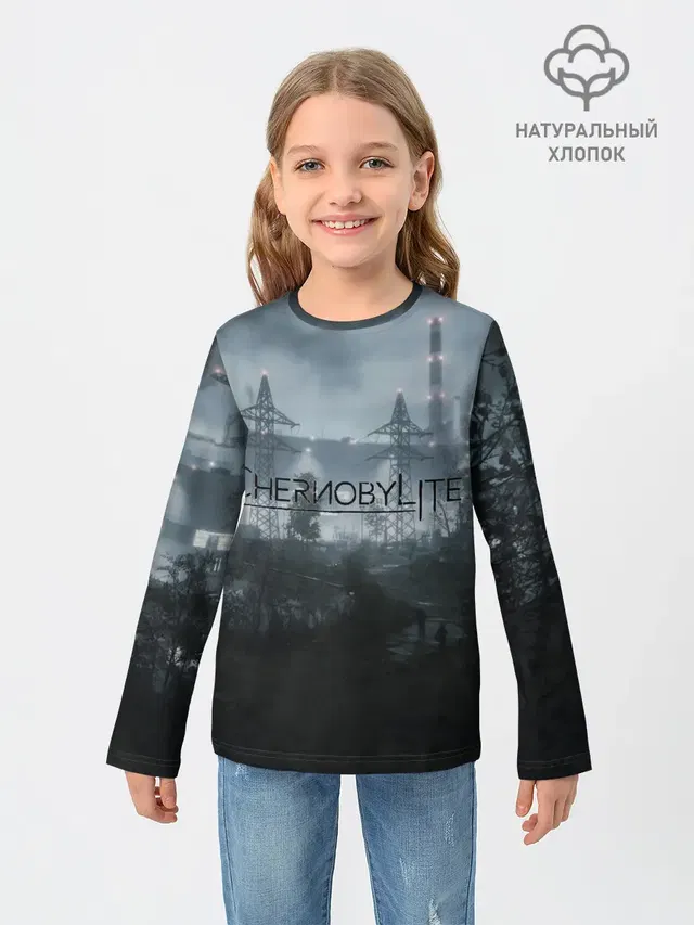 Детский лонгслив с принтом «Chernobylite — Chernobylite - ЧАЭС»