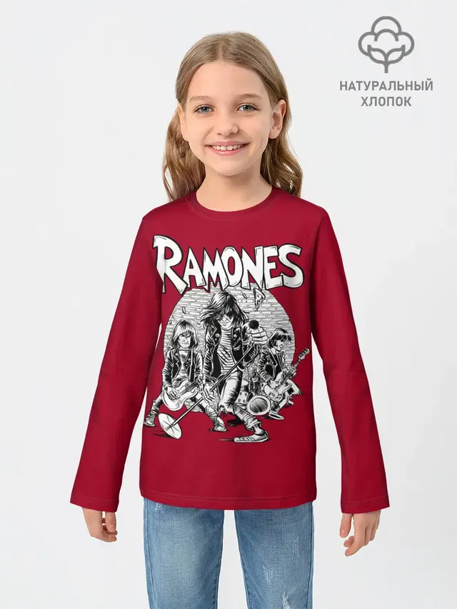 Детский лонгслив с принтом «Ramones — BW Ramones»