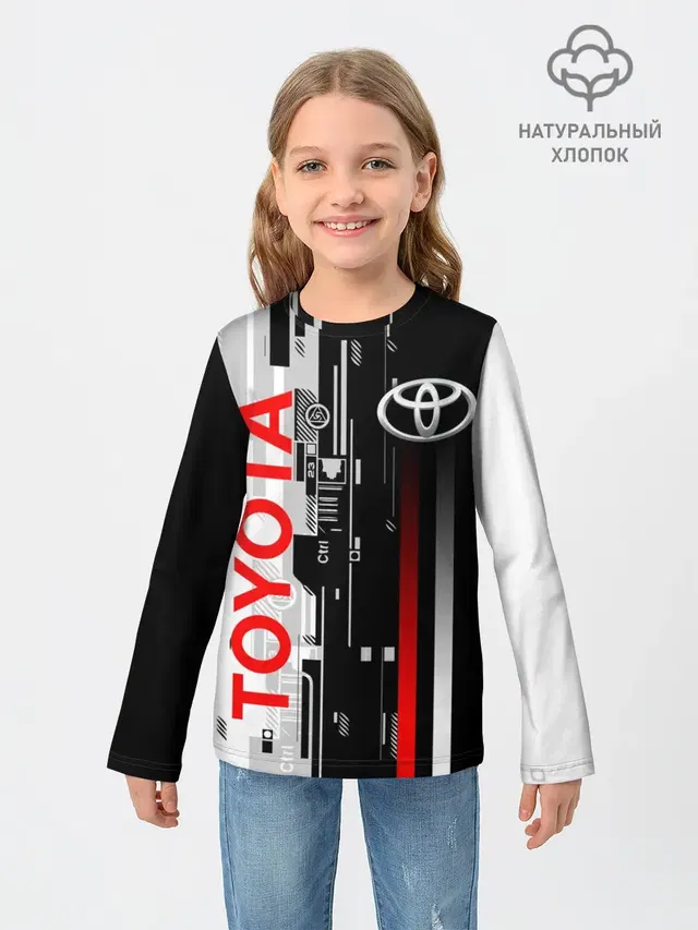 Детский лонгслив с принтом «Тойота — TOYOTA SORT — TOYOTA TECHNO»