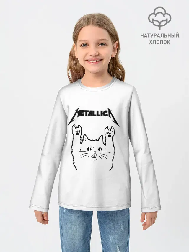 Детский лонгслив с принтом «Metallica — Meowtallica.»