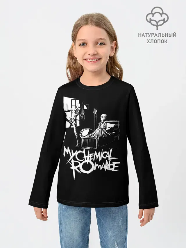 Детский лонгслив с принтом «My Chemical Romance — My Chemical Romance уходящий в окно»