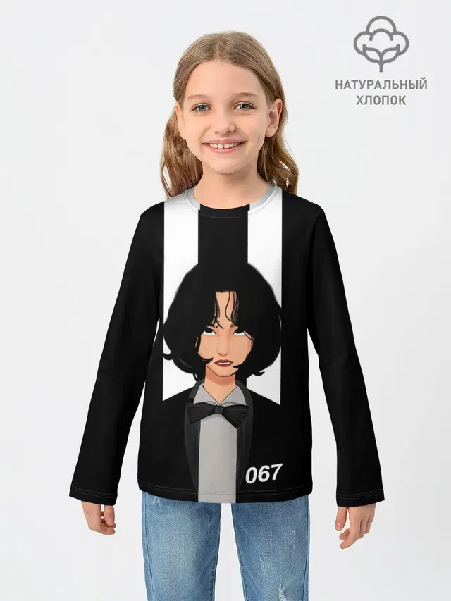 Детский лонгслив с принтом «Игрок Кан Сэ Бёк»