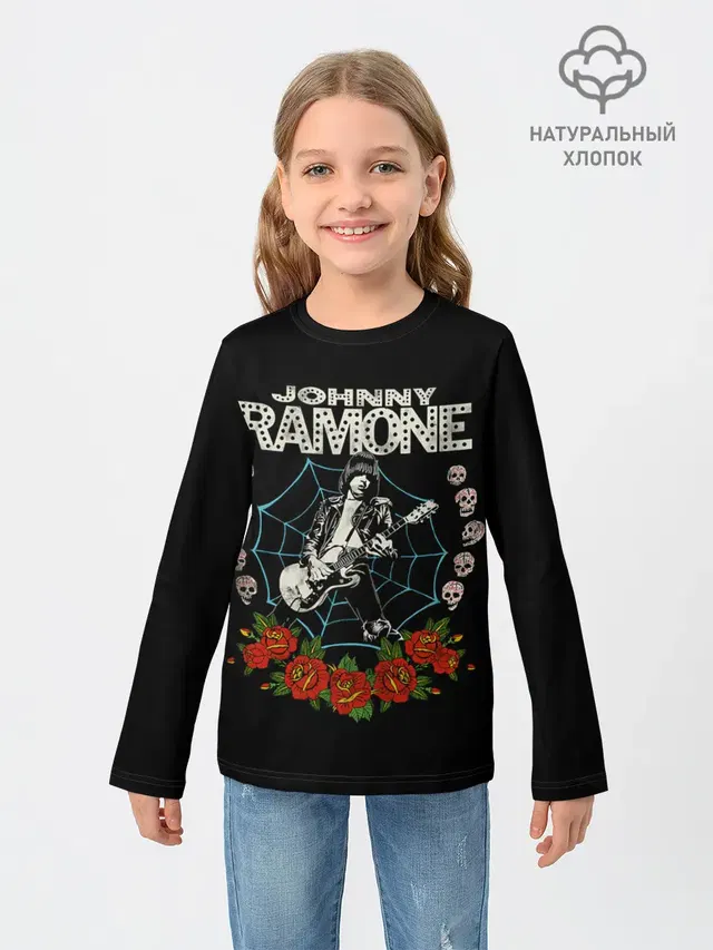 Детский лонгслив с принтом «Ramones — Джонни в деле»